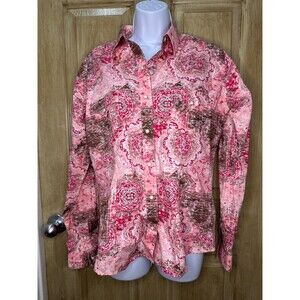 Panhandle Rough Stock Shirt Womens Medium Pearl Snap Southwestern Cowboy Cowgirl